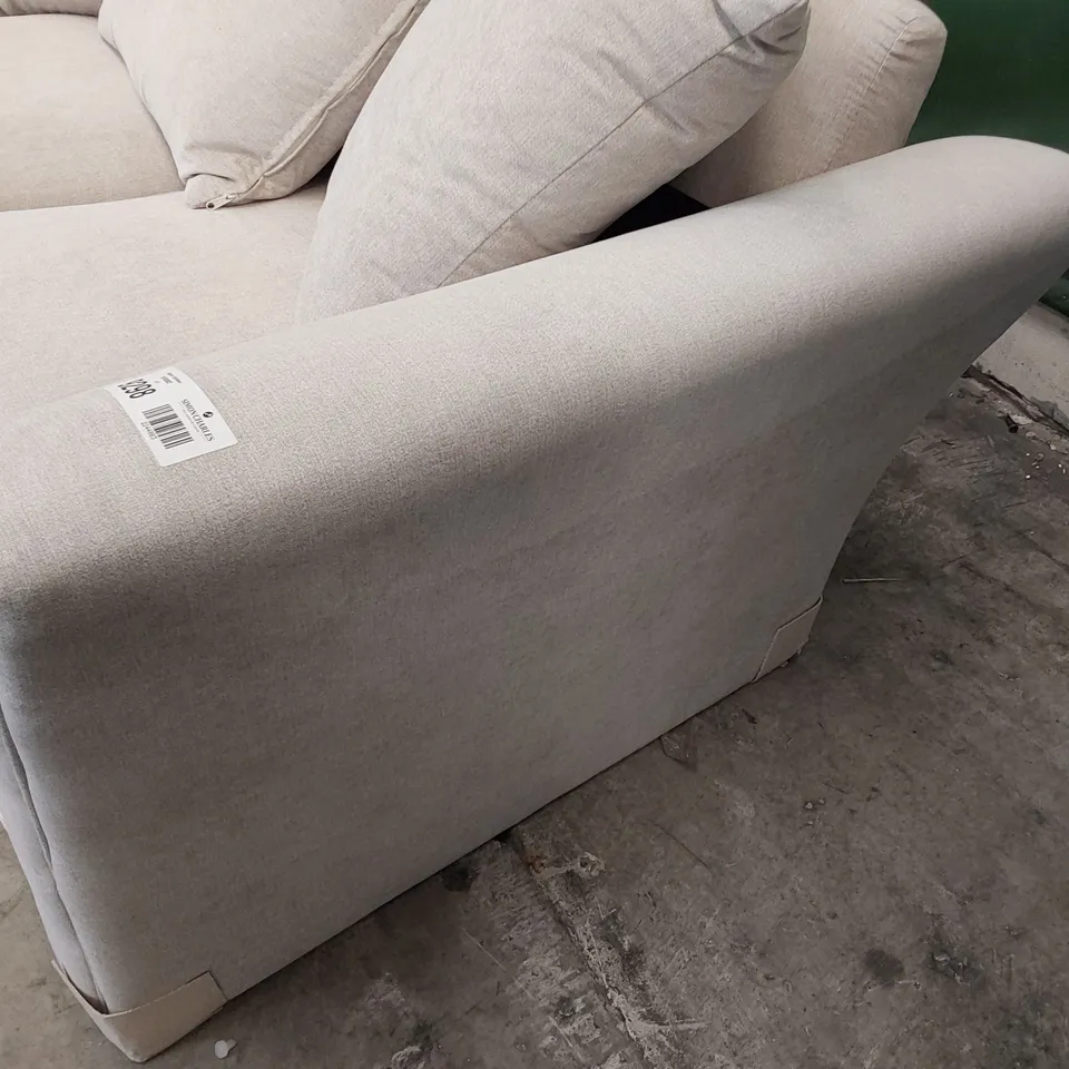DESIGNER TWO SEATER SOFA WITH SCATTER CUSHIONS NATURAL FABRIC 