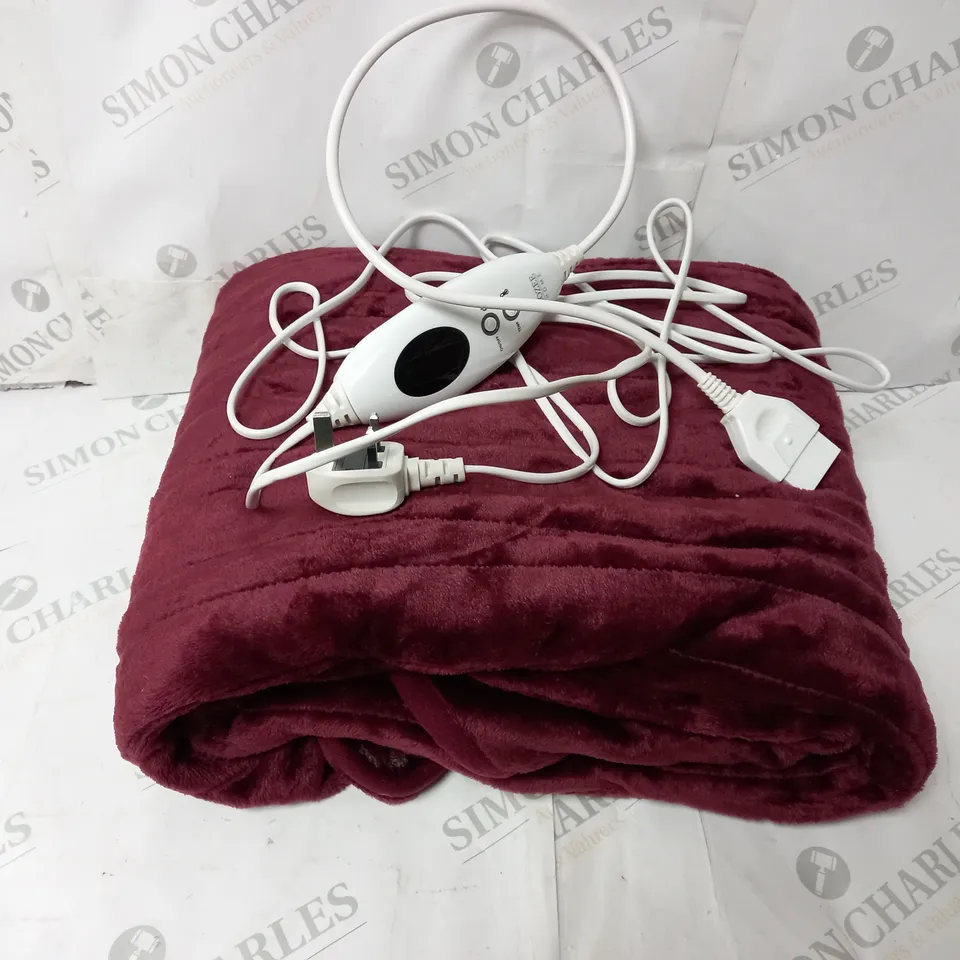 BOXED COZEE HOME HEATED THROW IN PLUM 