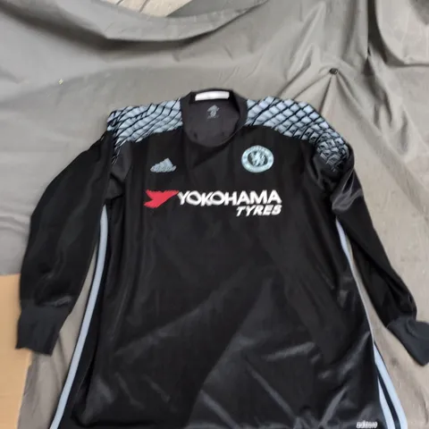 CHELSEA FC GOALKEEPER JERSEY – COURTOIS 13, YOKOHAMA TYRES SPONSOR, ADIDAS – BLACK