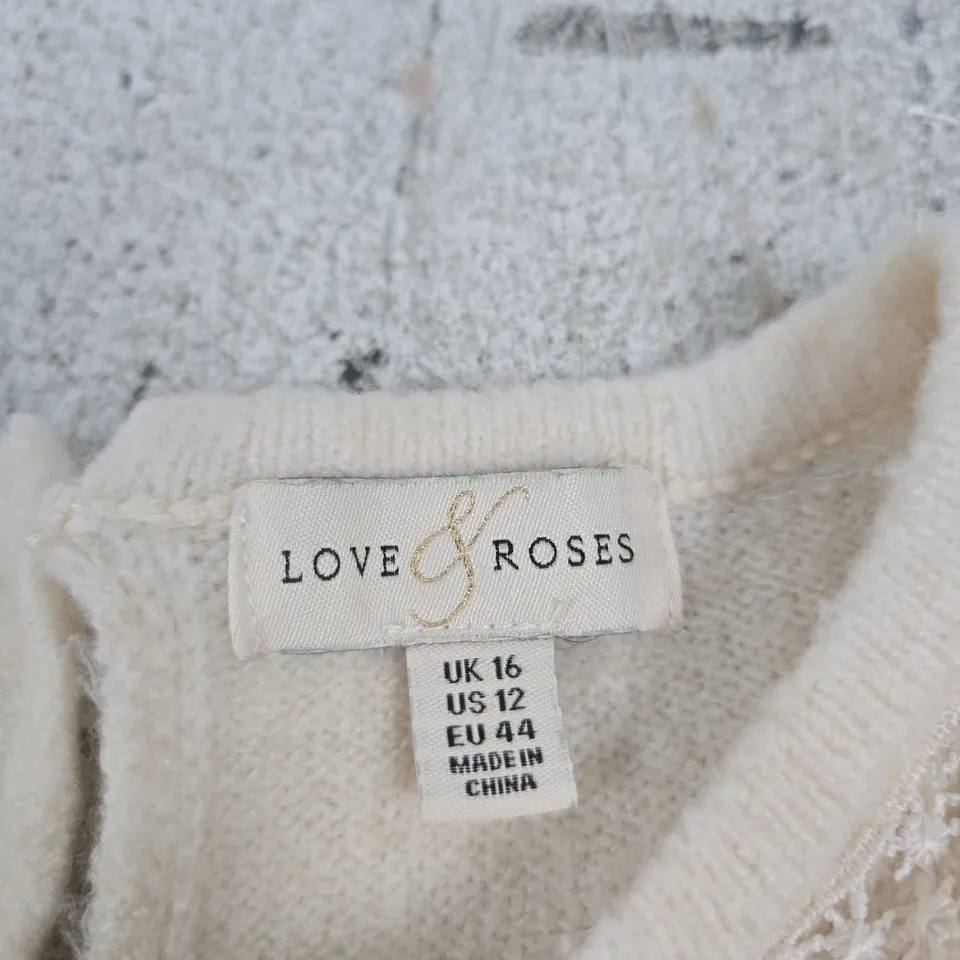 LOVE & ROSES CREAM KNIT SWEATER – UK 16 (US 12, EU 44) WOMEN'S KNITWEAR