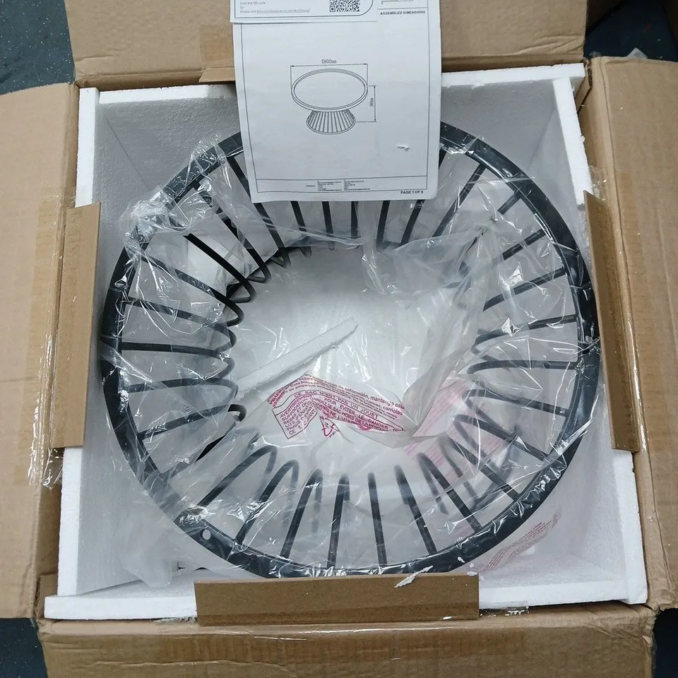 BOXED ODEM ROUND COFFEE TABLE - BLACK/WALNUT - COLLECTION ONLY