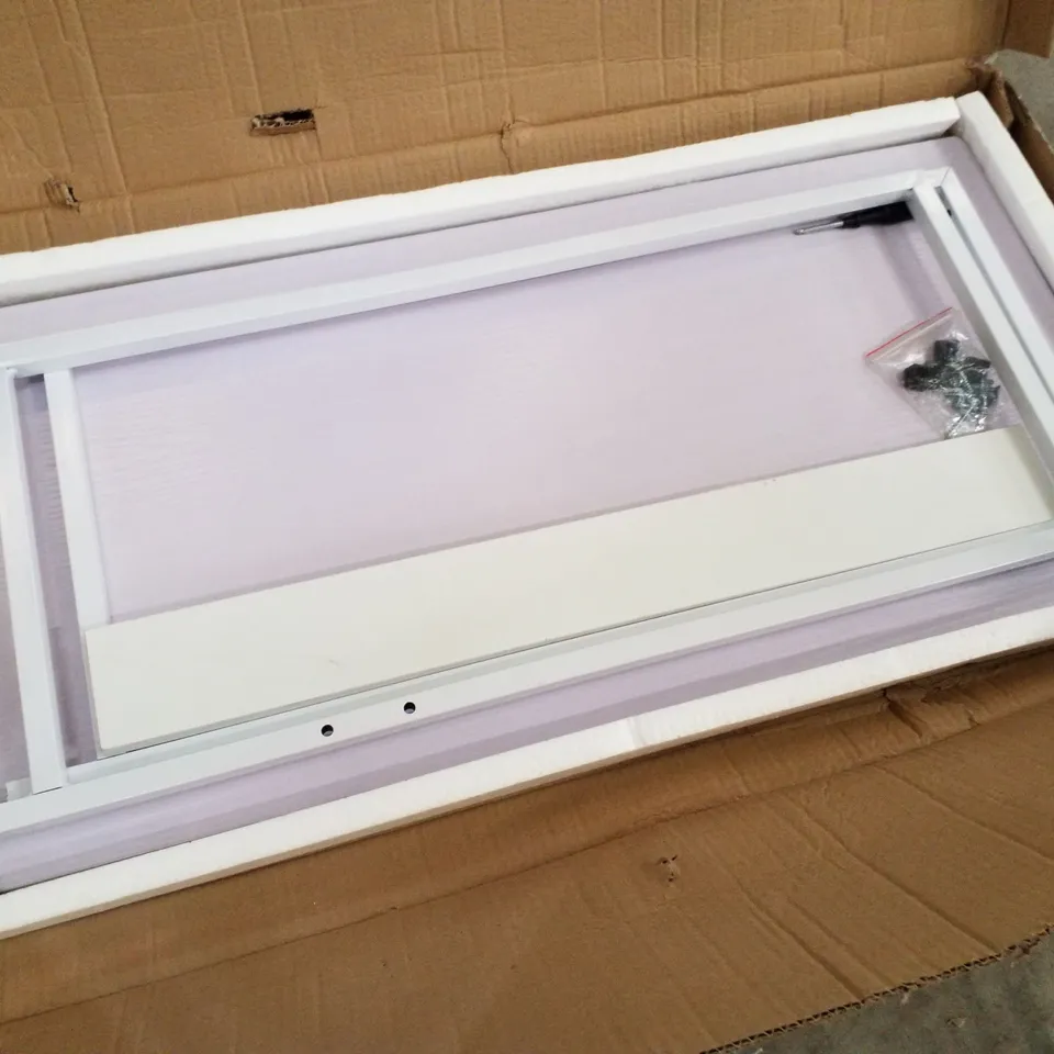 BOXED WHITE TABLE WITH METAL LEGS