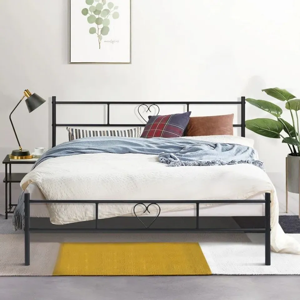 BOXED AARU DOUBLE BED FRAME - BLACK (1 BOX)