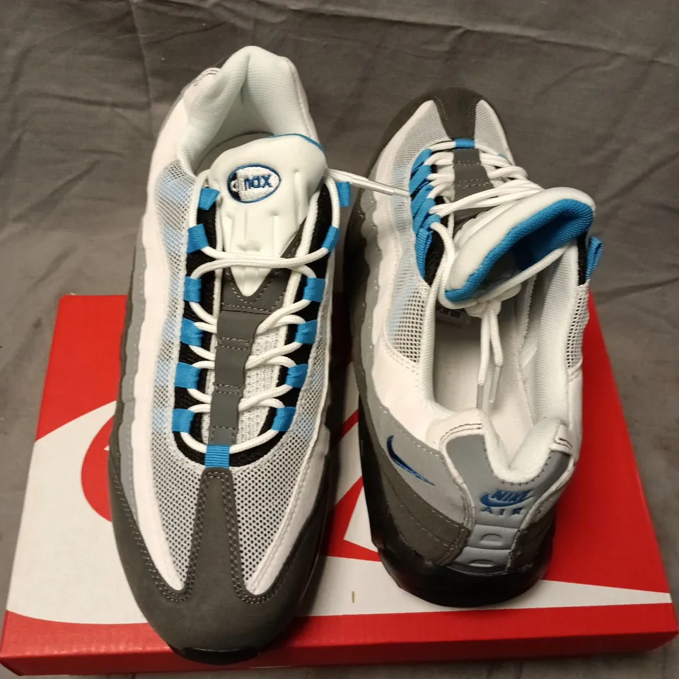 BOXED NIKE AIR MAX 95 TT TRAINERS - GREY/WHITE/BLUE, UK10 (EU45)