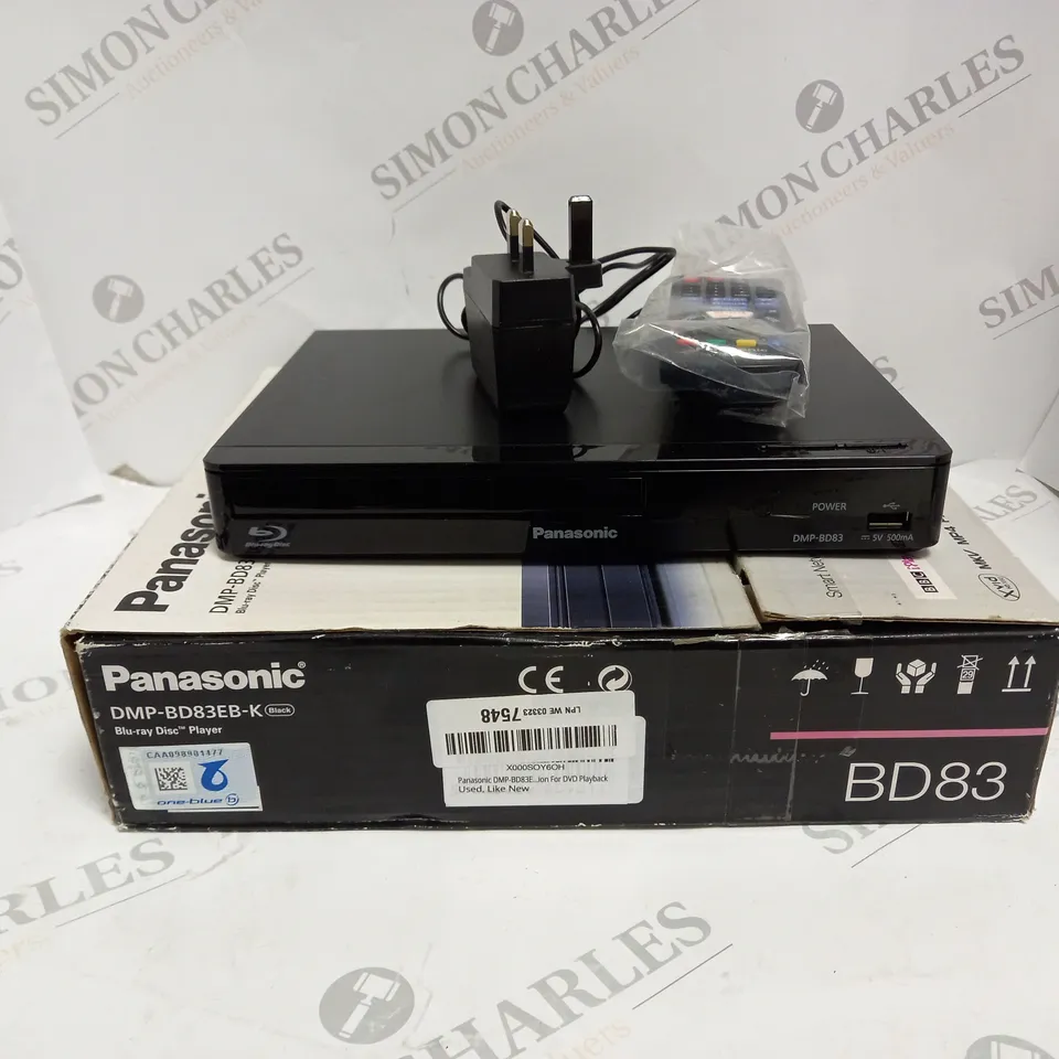 BOXED PANASONIC BLUE RAY DISC PLAYER DMP-BD83EB-K 