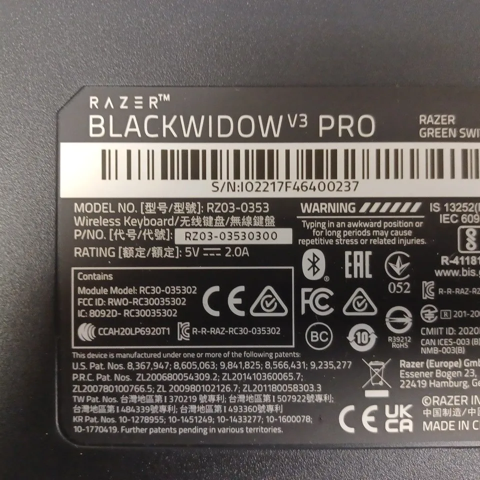 RAZER BLACKWIDOW V3 PRO WIRELESS MECHANICAL GAMING KEYBOARD 