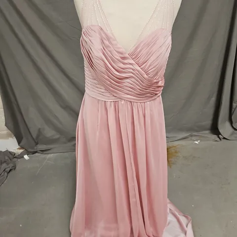 BELSOIE PLEATED OCCASION DRESS IN DUSTY PINK SIZE 14
