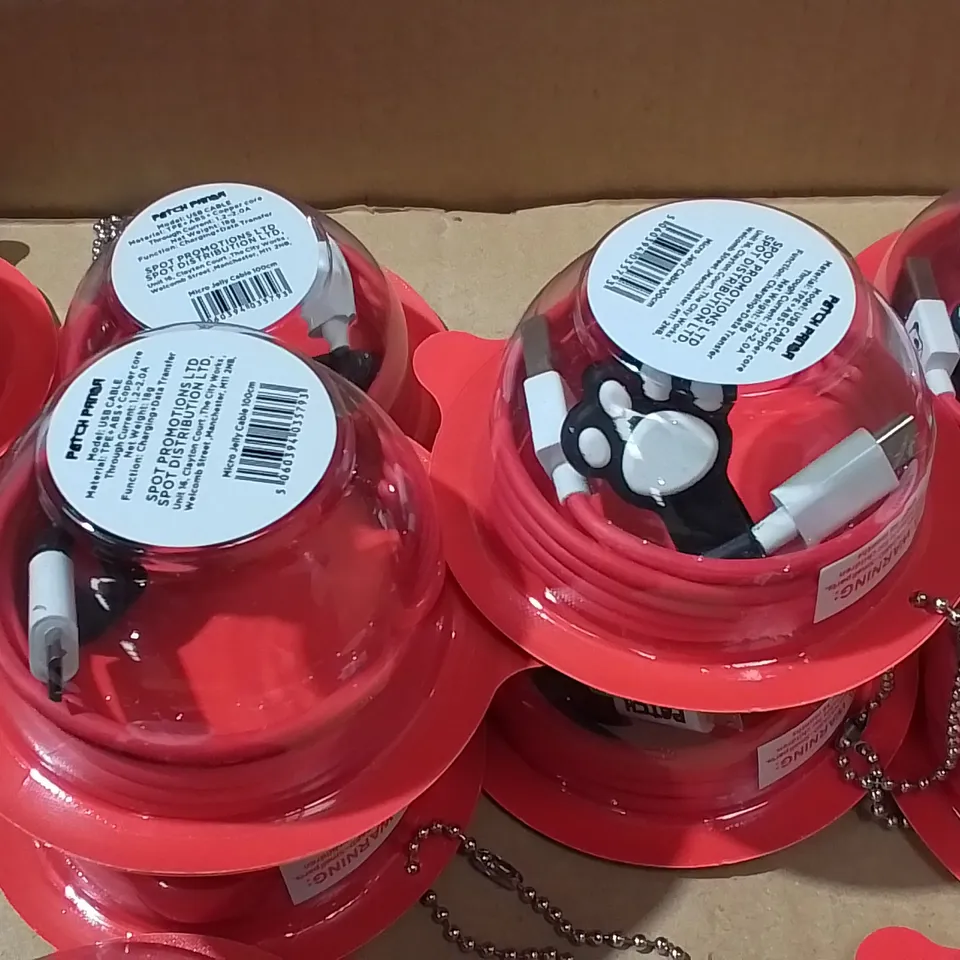 LOT OF APPROXIMATELY 225 PATCH PANDA 1M MICRO USB CABLES - RED