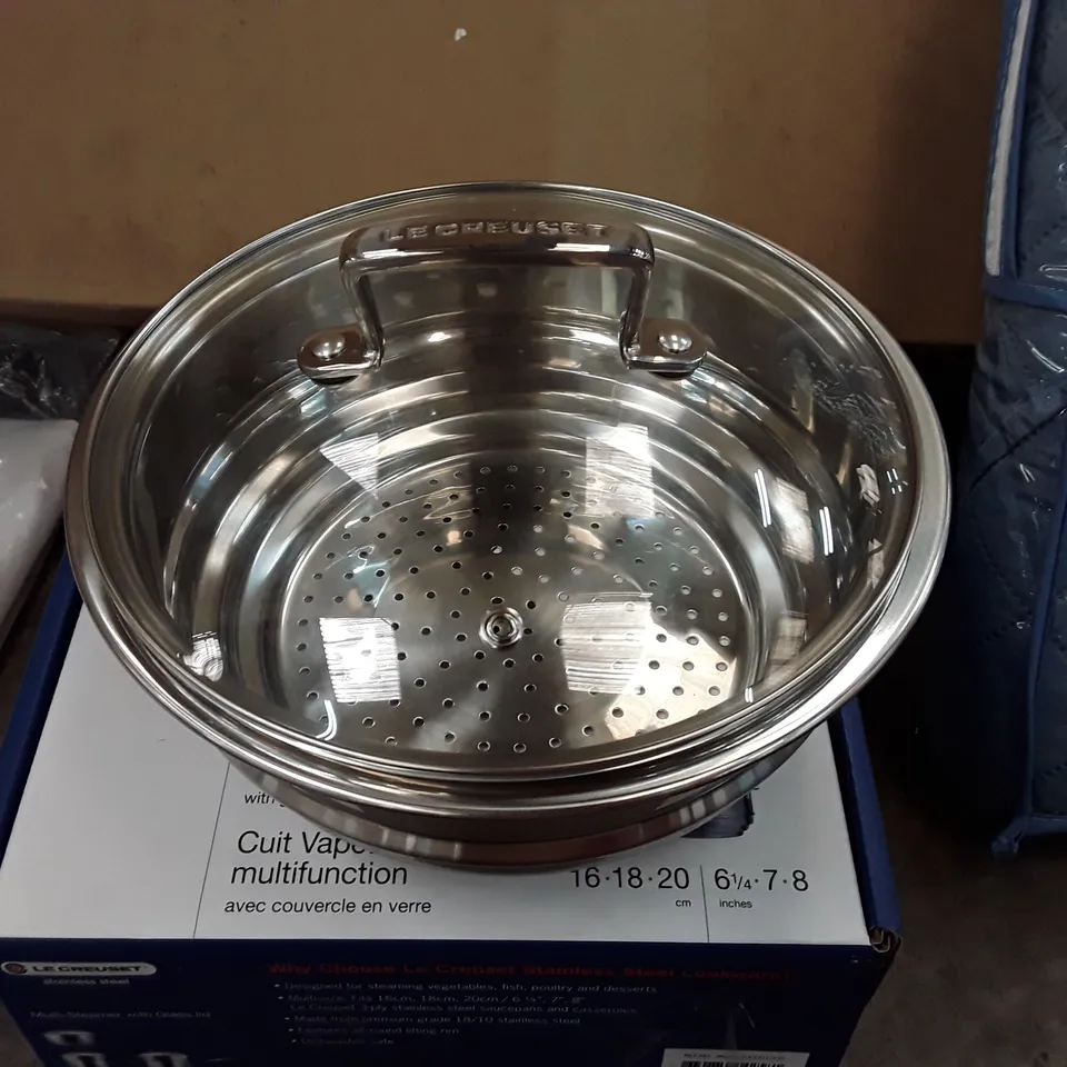 LE CRUESET 3-PLY STAINLESS STEEL MULTI STEAMER WITH GLASS LID