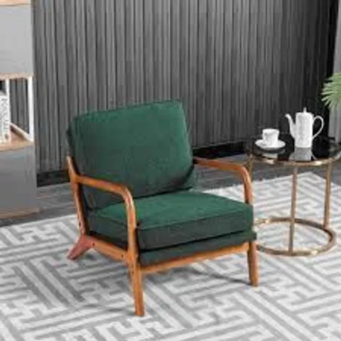BOXED MID-CENTURY MODERN ACCENT CHAIR WITH SOLID WOOD FRAME - EMERALD (1 BOX)