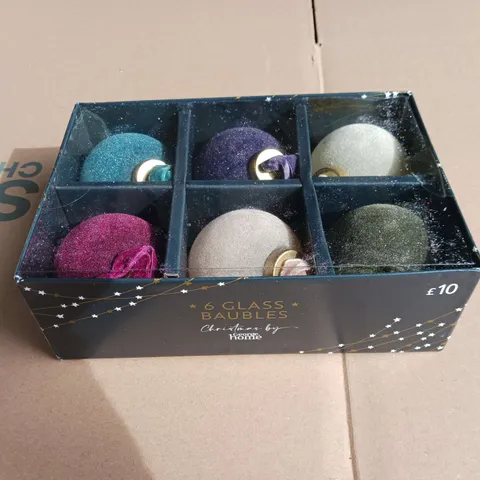 4 BOXES OF 6 GLASS CHRISTMAS BAUBLES BY GEORGE HOME
