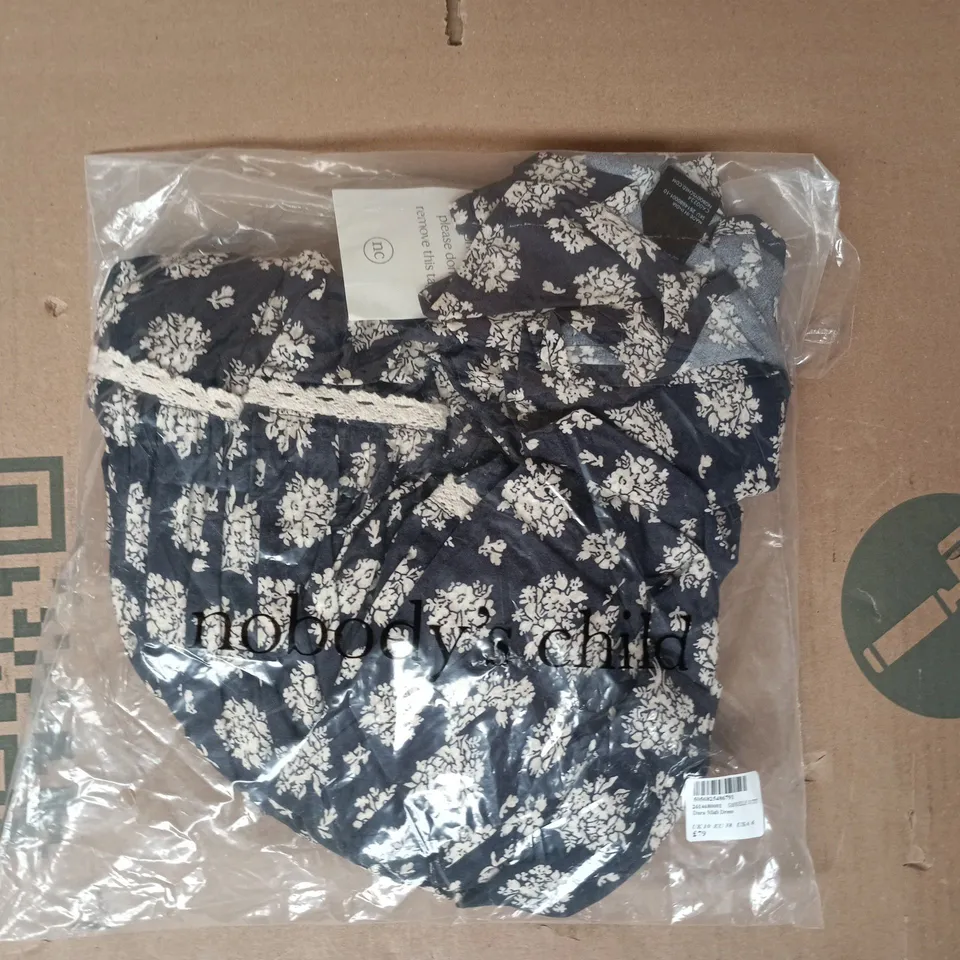 BAGGED NOBODY'S CHILD DARA MIDI DRESS IN NAVY SIZE UK 10