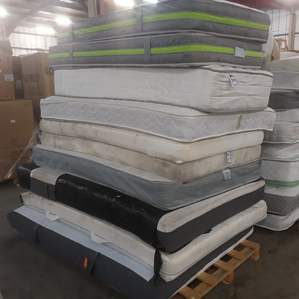 APPROX 10 X ASSORTED MATTRESSES. SIZES, BRANDS AND CONDITIONS VARY