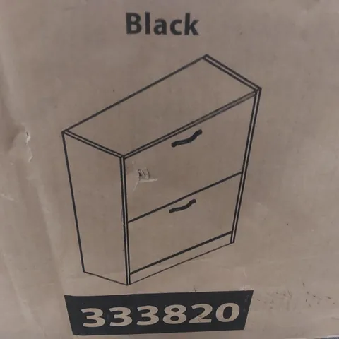 BOXED 8 PAIR FLIP DOWN SHOE STORAGE CABINET ORGANISER HALLWAY FURNITURE - BLACK (1 BOX)