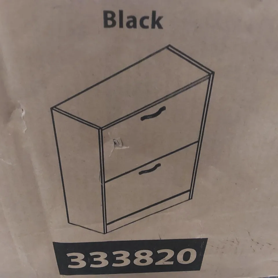 BOXED 8 PAIR FLIP DOWN SHOE STORAGE CABINET ORGANISER HALLWAY FURNITURE - BLACK (1 BOX)