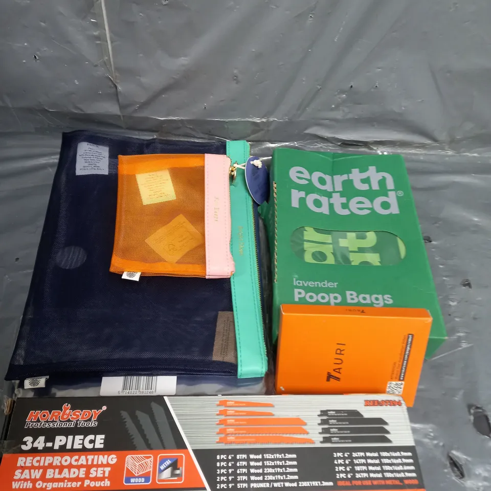 APPROXIMATELY 10 ASSORTED HOUSEHOLD ITEMS TOO INCLUDE DOG BAGS , TABLET CASES , TOOL KIT 