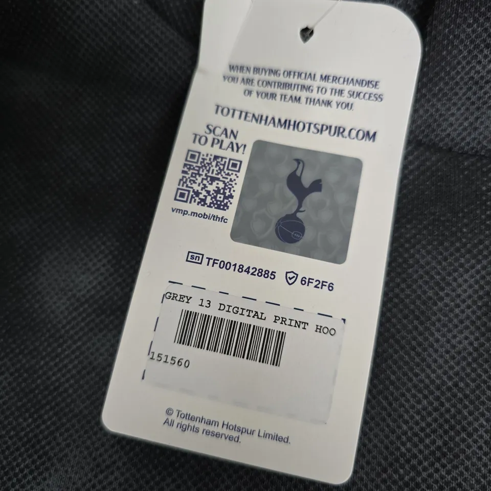 TOTTENHAM HOTSPUR OFFICIAL MERCHANDISE HOODIE – GREY, YOUTH UK 13