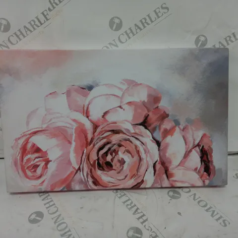 LILY MANOR 'PINK ROSE BOUQUET' ACRYLIC PAINTING PRINT ON WRAPPED CANVAS 25X38CM