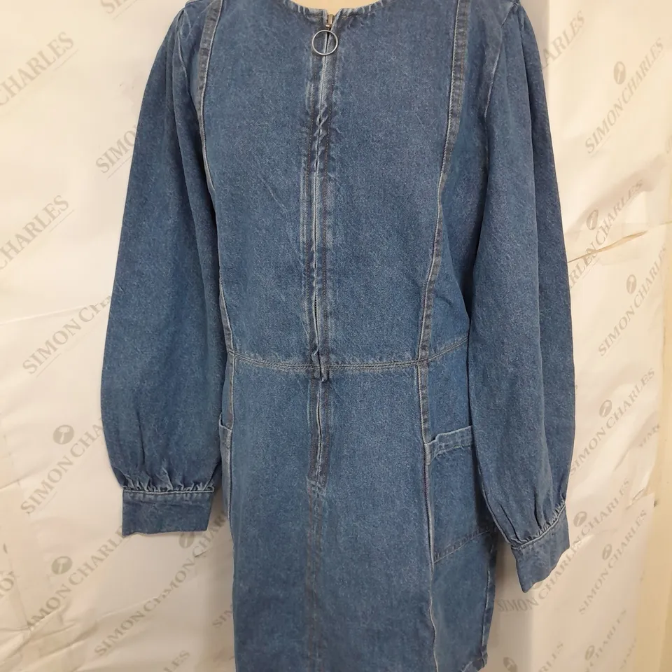 NOBODY'S CHILD HIGHGATE MINI DRESS IN BLUE DENIM SIZE 14