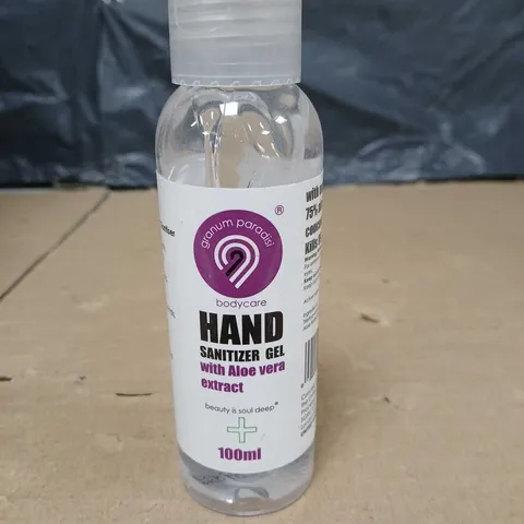 BOX OF APPROXIMATELY 100 BOTTLES OF HAND SANITIZER GEL - 100ML PER BOTTLE