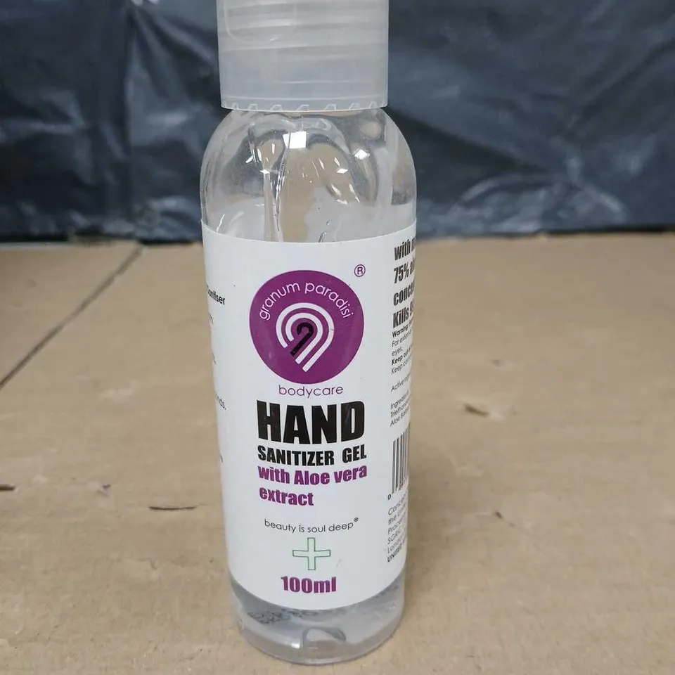 BOX OF APPROXIMATELY 100 BOTTLES OF HAND SANITIZER GEL - 100ML PER BOTTLE