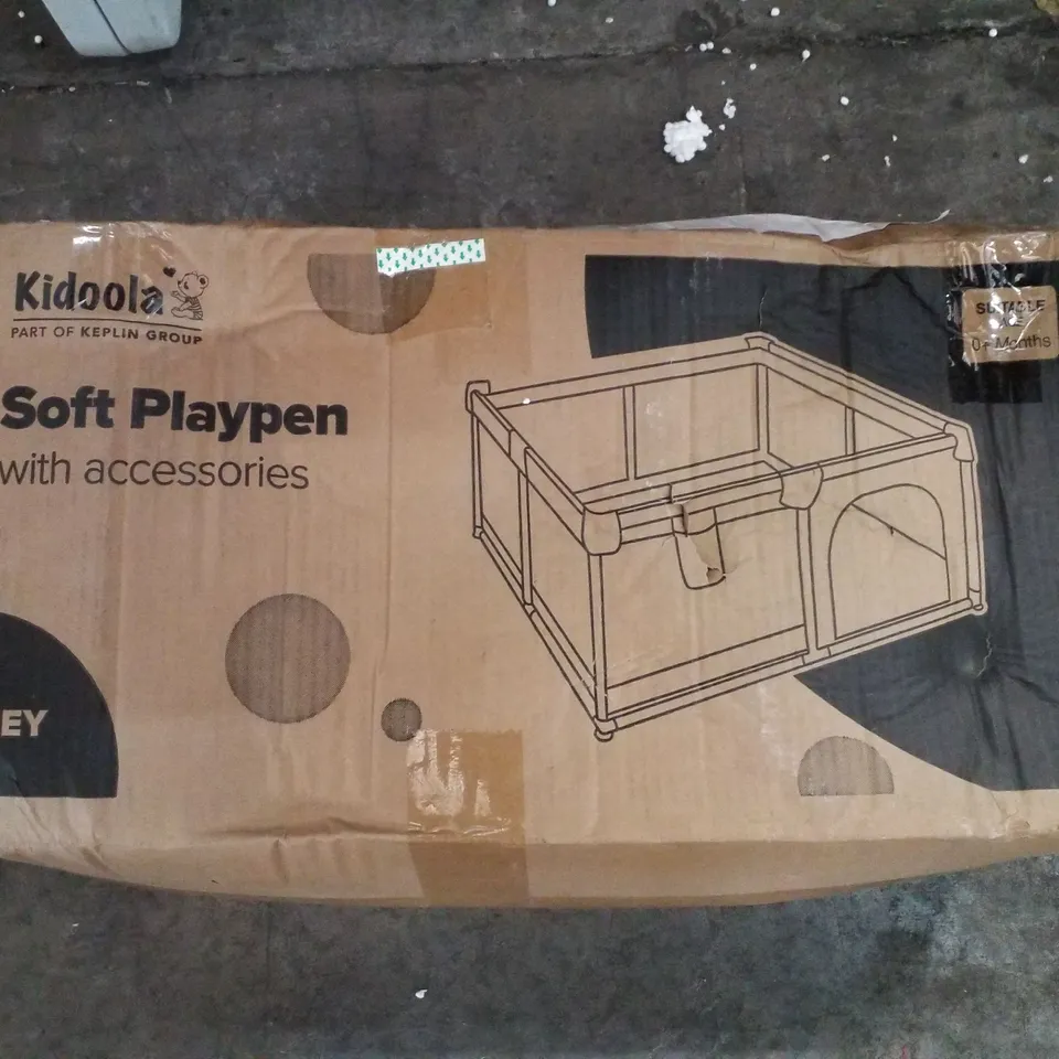 BOXED KIDOOLA SOFT PLAYPEN WITH ACCESSORIES - GREY