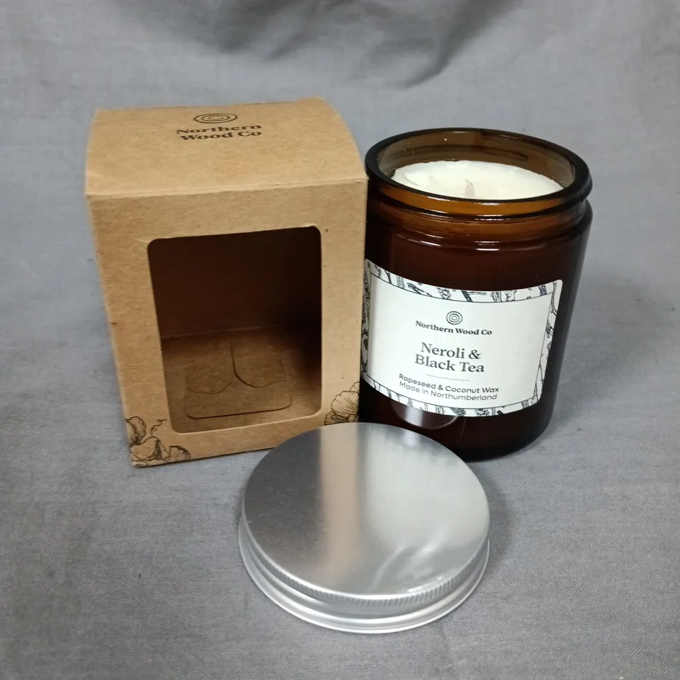 BOXED NORTHERN WOOD CO NEROLI & BLACK TEA SCENTED CANDLE