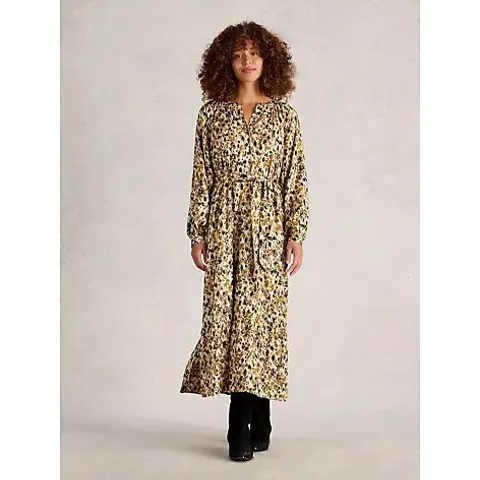 WHITE STUFF DELILAH METALLIC DRESS CHARTREUSE MULTI SIZE 12