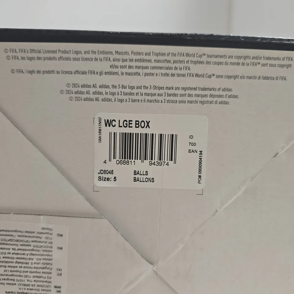 ADIDAS FIFA WORLD CUP FOOTBALL – SIZE 5 (BOXED)
