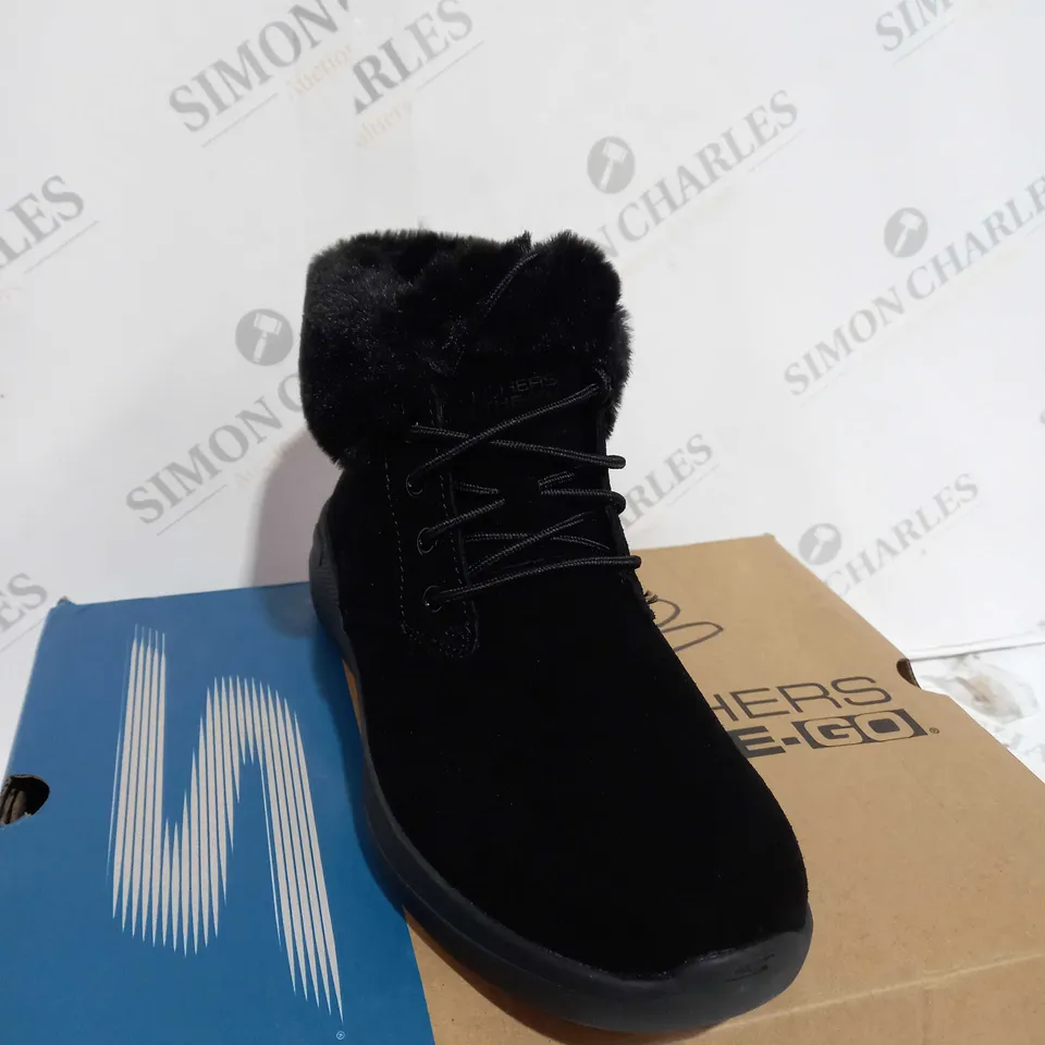 PAIR OF SKECHERS GO WALK STABILITY SUEDE BOOTS IN BLACK - UK SIZE 5