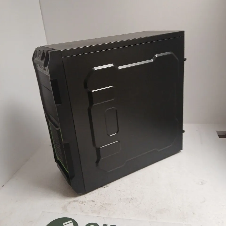 BLACK GAMING DESKTOP PC TOWER CASE WITH NEON GREEN TRIM