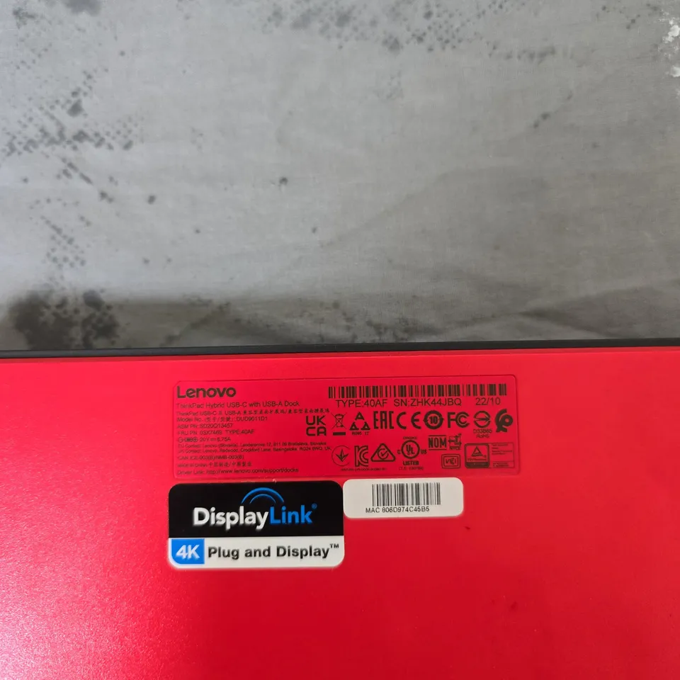 LENOVO THINKPAD HYBRID USB-C DOCK WITH USB-A DOCK – DISPLAYLINK 4K DOCKING STATION 