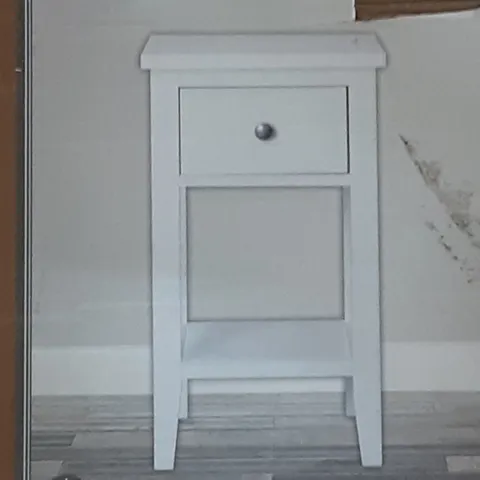 BOXED LYNTON COMPACT BEDSIDE IN WHITE- H55 X W32 X D35 CM
