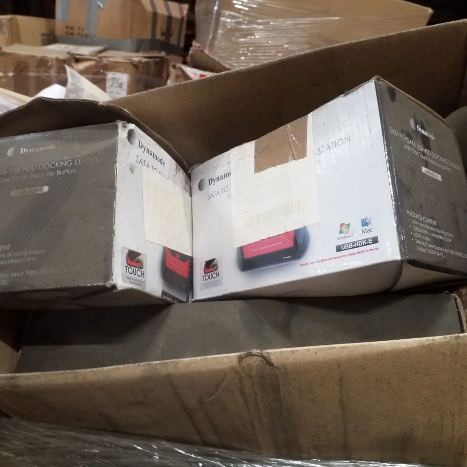 PALLET CONTAINING ASSORTED PRODUCTS INCLUDING ASSORTED CABLES, SATA TO ESATA USB HDD DOCKING STATION & EXTENSION CORDS