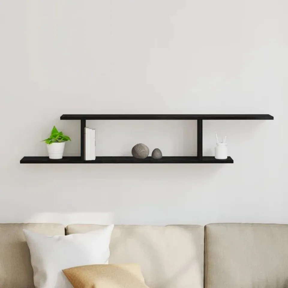 BOXED WALL SHELF BLACK OAK ENGINEERED WOOD 85X16X47.5CM