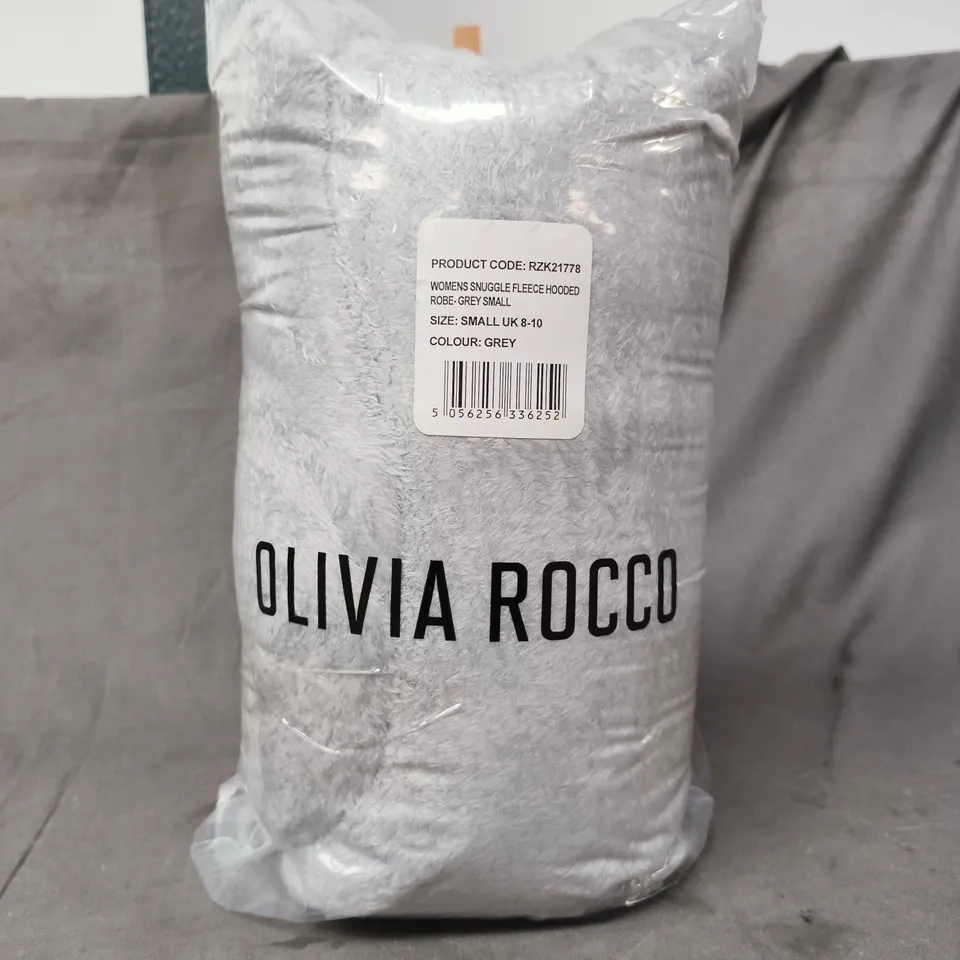 OLIVIA ROCCO WOMEN'S SNUGGLE FLEECE HOODED ROBE IN GREY SIZE SMALL (8-10)