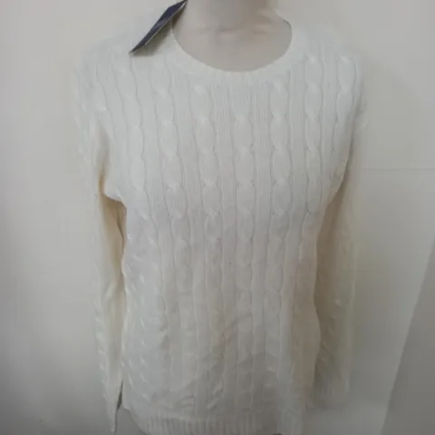 POLO RALPH LAUREN CLASSICS WARM WHITE CABLE KNIT JUMPER - XL