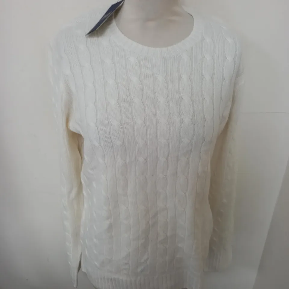 POLO RALPH LAUREN CLASSICS WARM WHITE CABLE KNIT JUMPER - XL