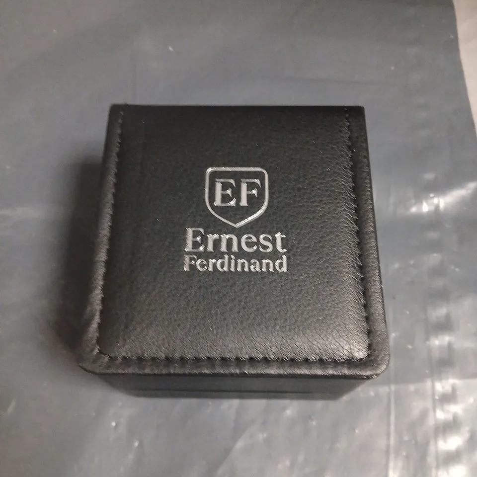 ERNEST FERDINAND WRISTWATCH WITH BROWN LEATHER STRAP – EF PRESENTATION BOX