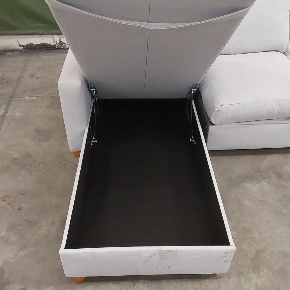 QUALITY DESIGNER ASHWELL CORNER CHAISE STORAGE SOFA BED - LIGHT GREY FABRIC
