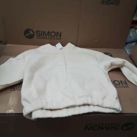 BOXED BRAND NEW APPROXIMATELY 4 SIMPLY BE FAUX WOOL BOMBER JACKET ECRU SIZE 22