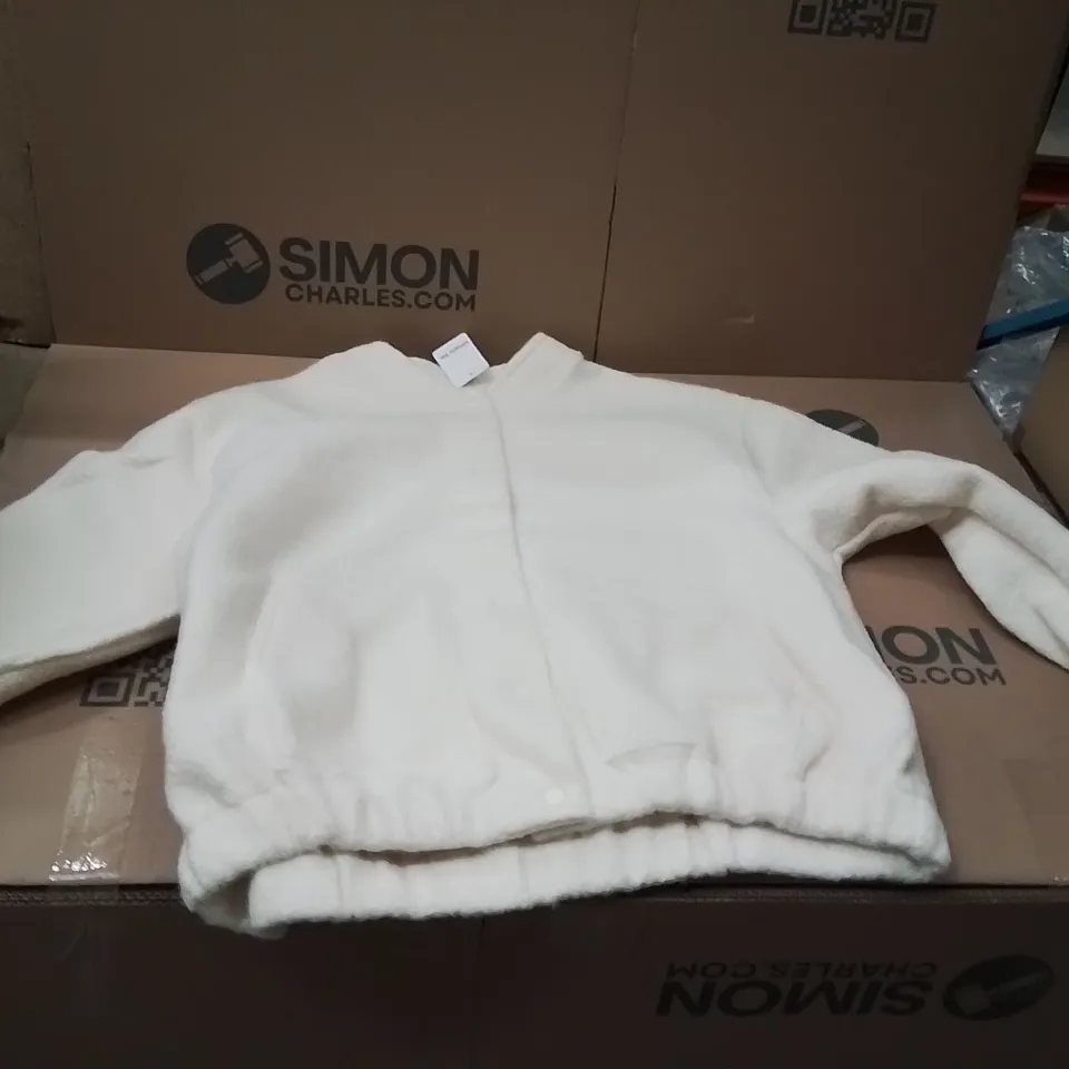BOXED BRAND NEW APPROXIMATELY 4 SIMPLY BE FAUX WOOL BOMBER JACKET ECRU SIZE 22