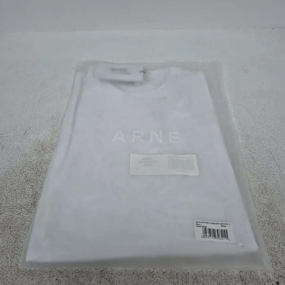 ARNE ESSENTIAL COTTON STRETCH LONG SLEEVE SLIM T-SHIRT – WHITE, SIZE L