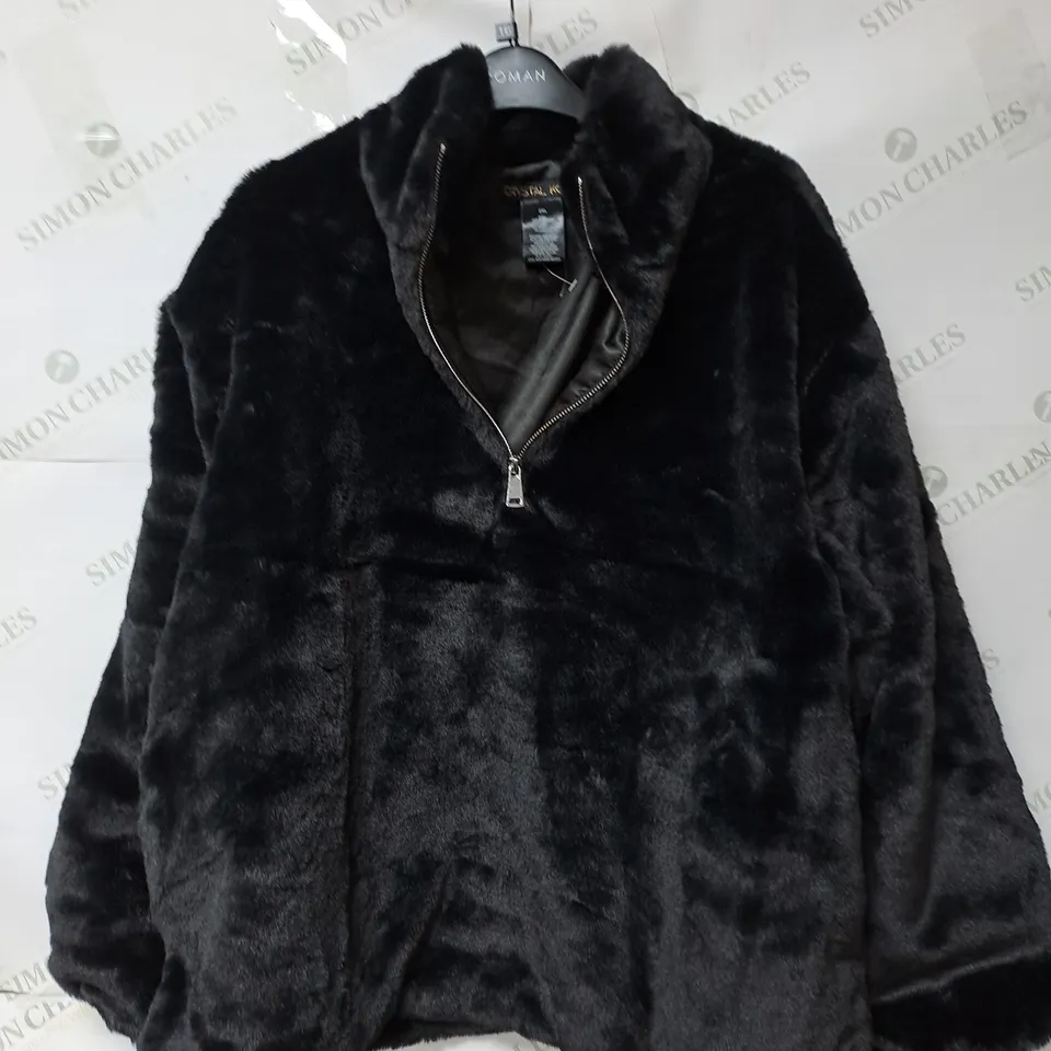 CRYSTAL KOBE FUR COAT SIZE 2XL IN BLACK 