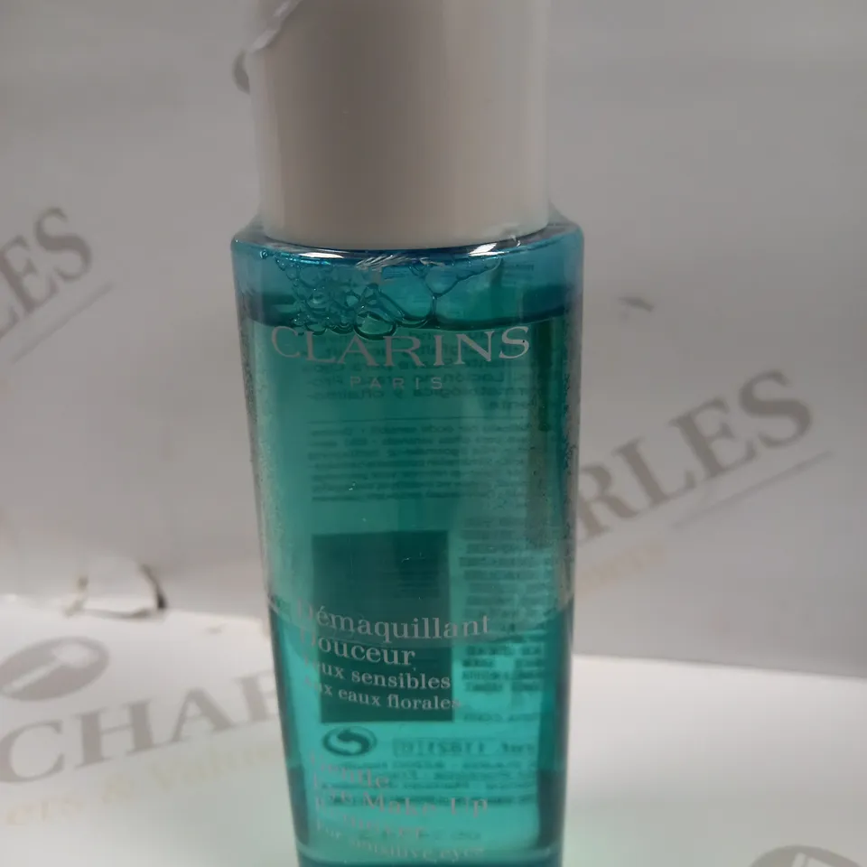 BOX OF APPROX 40 CLARINS PARIS GENTLE EYE MAKE UP REMOVER 40 X 125ML