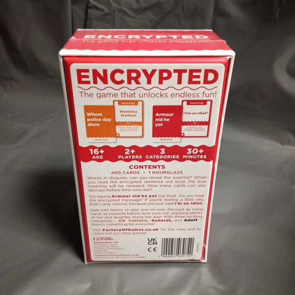 SEALED ENCRYPTED – THE GAME THAT UNLOCKS ENDLESS FUN! BOXED BOARD GAME BY FACTORY OF GAMES