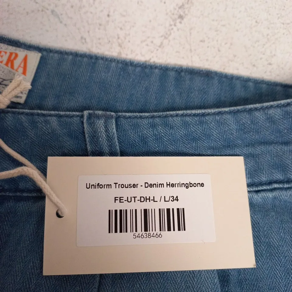 FERA UNIFORM TROUSER – DENIM HERRINGBONE, UK SIZE L