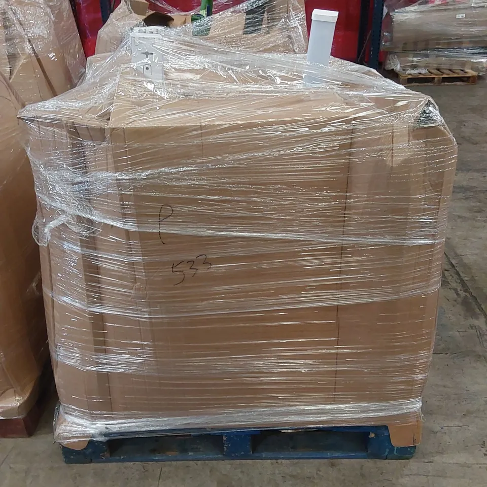 PALLET TO CONTAIN A LARGE ASSORTMENT OF HOUSEHOLD AND GARDEN PRODUCTS TO INCLUDE; LIGHTS, STEAM CLEANER, HEATER ETC