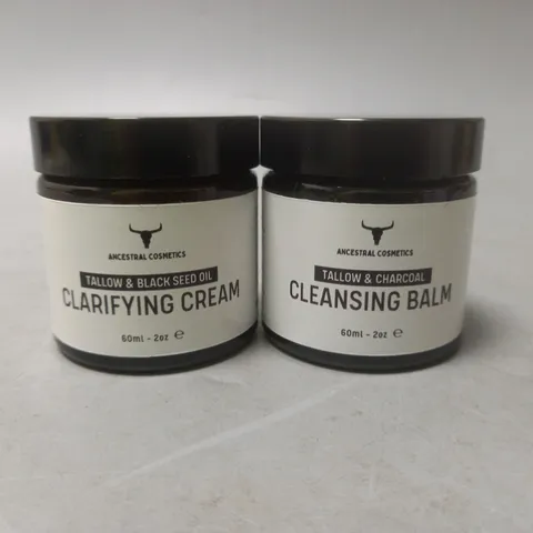 LOT OF 2 ANCESTRAL COSMETICS CLARIFYING CREAM 60ML AND CLEANSING BALM 60ML