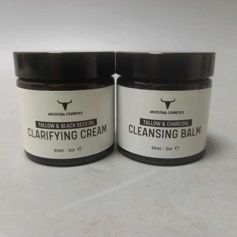 LOT OF 2 ANCESTRAL COSMETICS CLARIFYING CREAM 60ML AND CLEANSING BALM 60ML